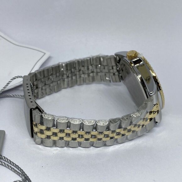 August Steiner AS8201 Men Two-Tone Stainless Steel Analog Black Dial Watch BL681 - Picture 12 of 12